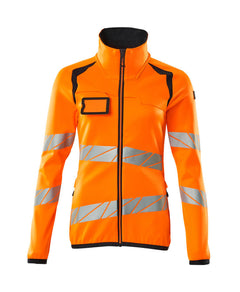 Fleecepusero vetoketjulla - 19153-315 - hi-vis oranssi/tumma laivastonsininen