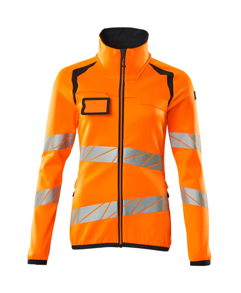 Fleecepusero vetoketjulla - 19153-315 - hi-vis oranssi/tumma laivastonsininen