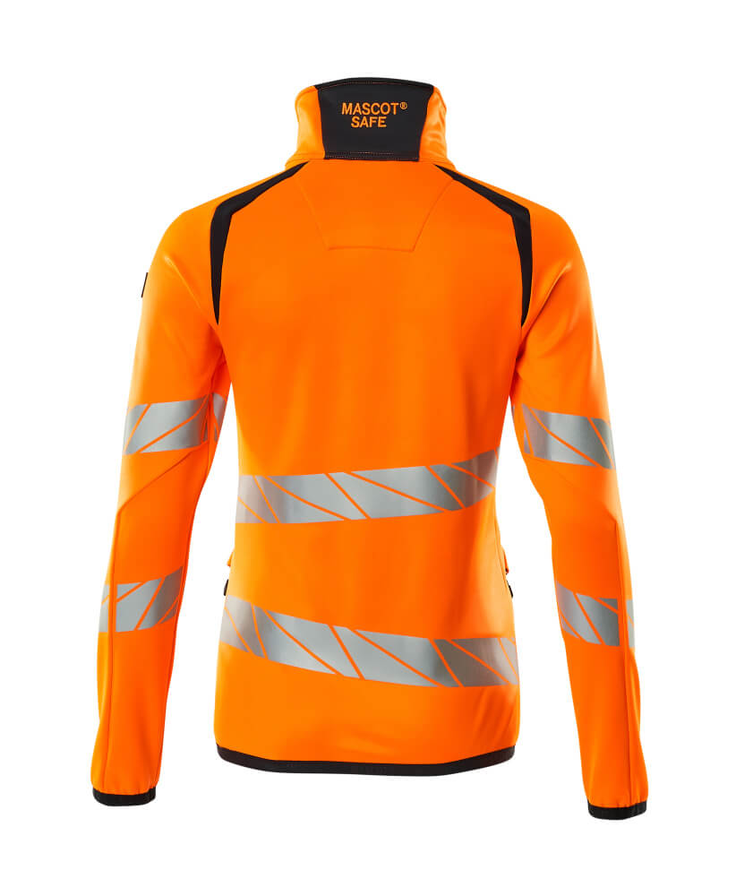 Fleecepusero vetoketjulla - 19153-315 - hi-vis oranssi/tumma laivastonsininen