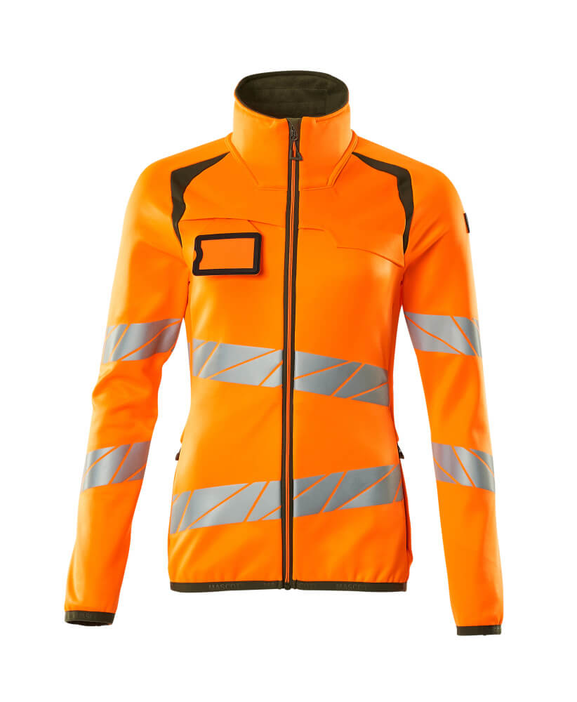 Fleecepusero vetoketjulla - 19153-315 - hi-vis oranssi/sammaleenvihreä