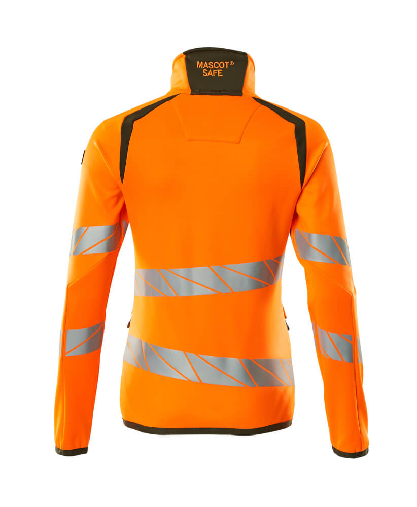 Fleecepusero vetoketjulla - 19153-315 - hi-vis oranssi/sammaleenvihreä