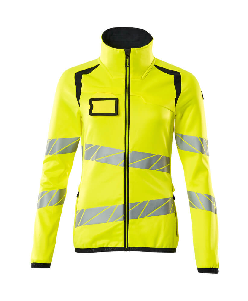 Fleecepusero vetoketjulla - 19153-315 - hi-vis keltainen/tumma laivastonsininen