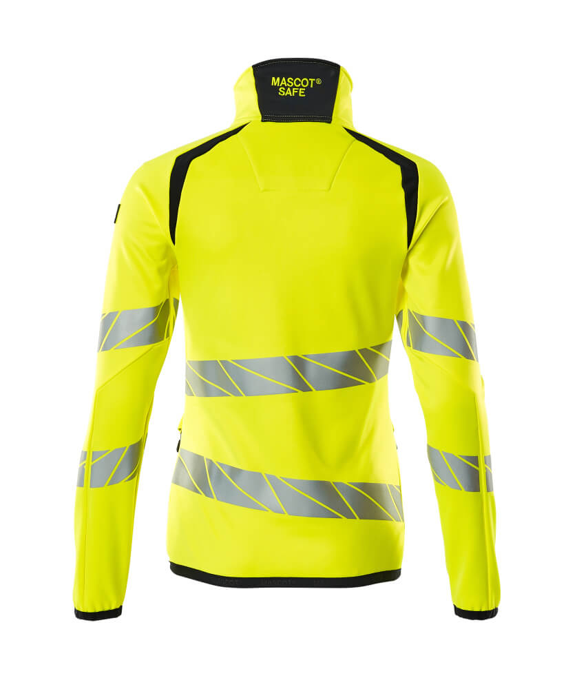 Fleecepusero vetoketjulla - 19153-315 - hi-vis keltainen/tumma laivastonsininen