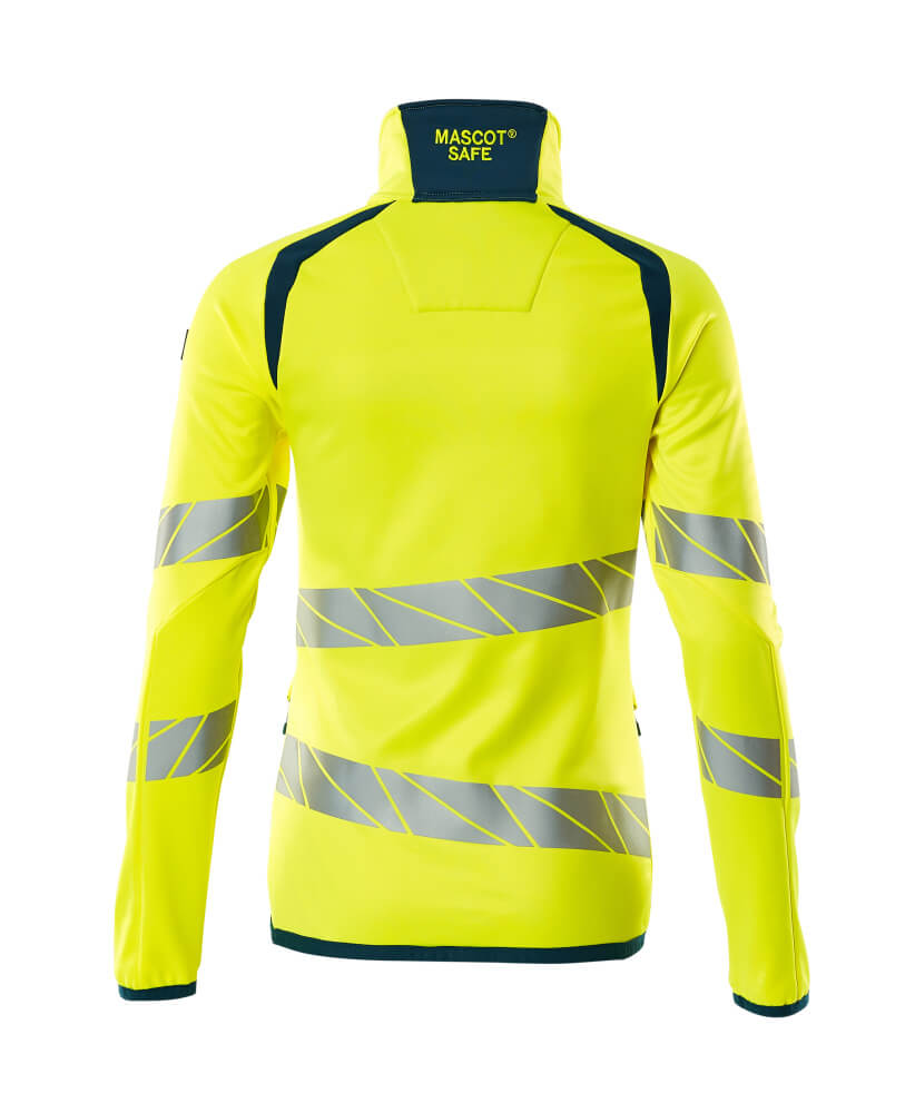 Fleecepusero vetoketjulla - 19153-315 - hi-vis keltainen/tumma petrooli