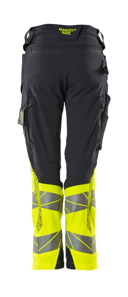 Housut polvitaskuilla - 19178-511 - tumma laivastonsininen/hi-vis keltainen