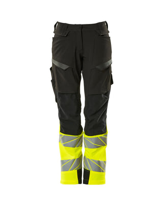 Housut polvitaskuilla - 19178-511 - musta/hi-vis keltainen