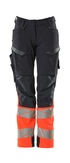 Housut polvitaskuilla - 19178-511 - syvä tummansininen/hi-vis punainen