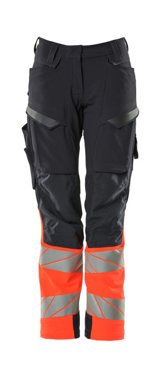 Housut polvitaskuilla - 19178-511 - syvä tummansininen/hi-vis punainen