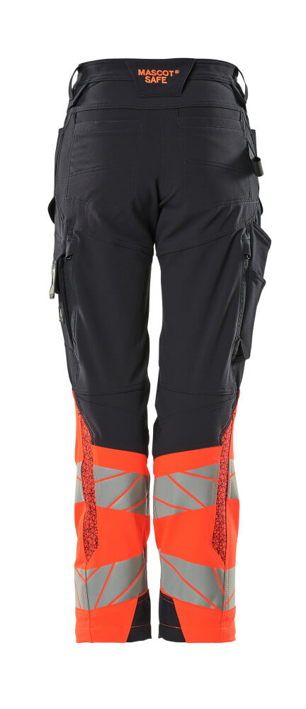 Housut polvitaskuilla - 19178-511 - syvä tummansininen/hi-vis punainen