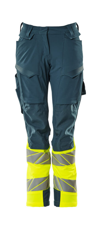 Housut polvitaskuilla - 19178-511 - tumma petrooli/hi-vis keltainen