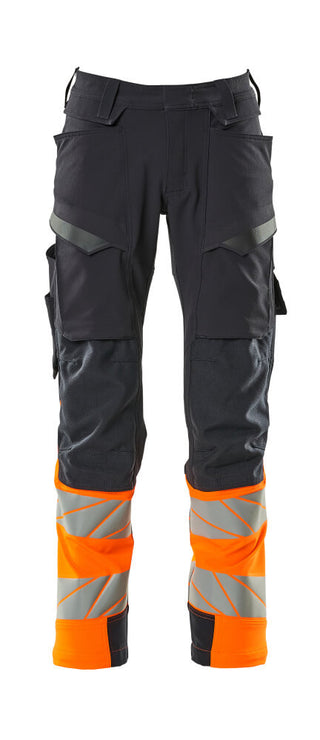 Housut polvitaskuilla - 19179-511 - tumma laivastonsininen/hi-vis oranssi