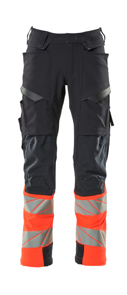 Housut polvitaskuilla - 19179-511 - syvä tummansininen/hi-vis punainen