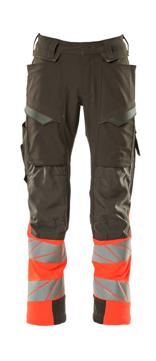 Housut polvitaskuilla - 19179-511 - tumma antrasiitti/hi-vis punainen