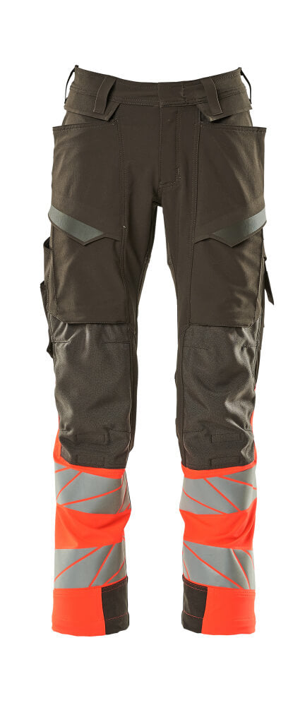 Housut polvitaskuilla - 19179-511 - tumma antrasiitti/hi-vis punainen