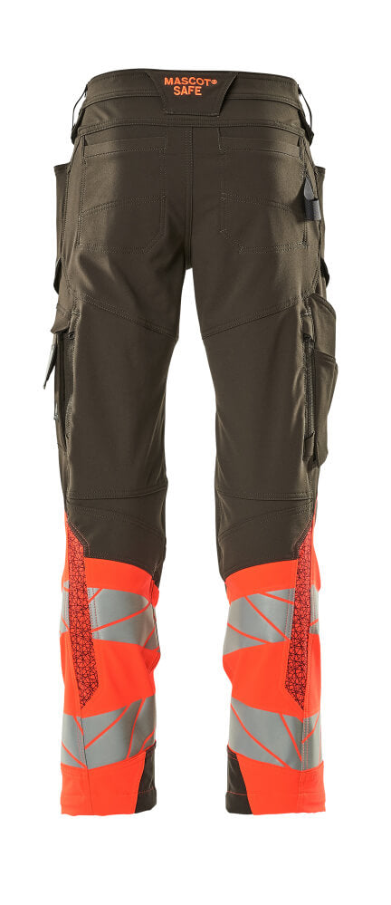 Housut polvitaskuilla - 19179-511 - tumma antrasiitti/hi-vis punainen