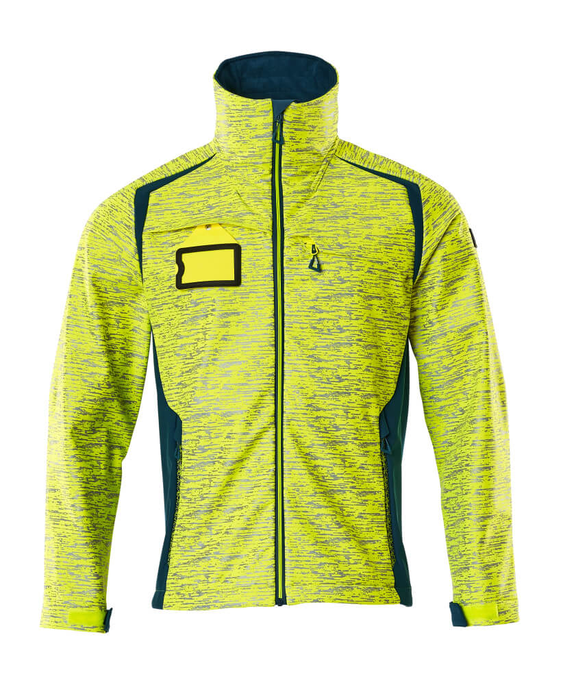 Softshell-takki - 19202-291 - hi-vis keltainen/tumma petrooli