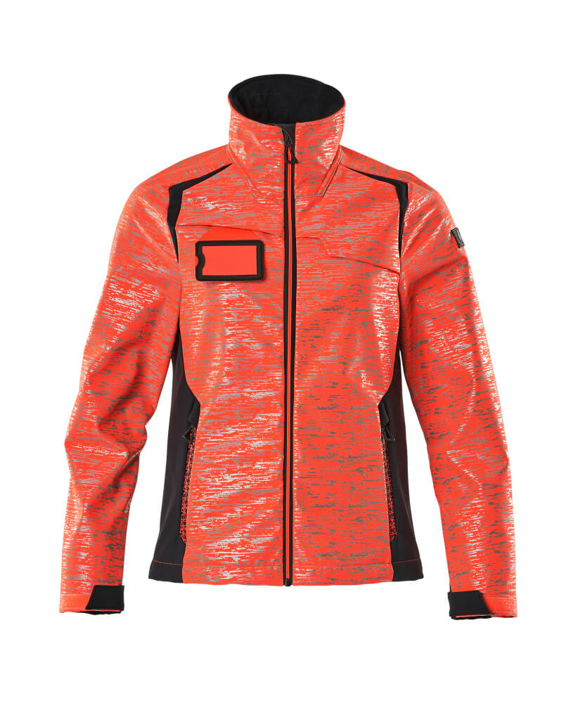 Softshell-takki - 19212-291 - hi-vis punainen/syvä tummansininen
