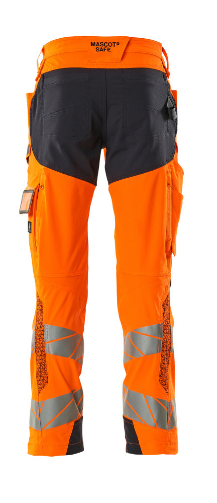 Housut polvitaskuilla - 19279-510 - hi-vis oranssi/tumma laivastonsininen