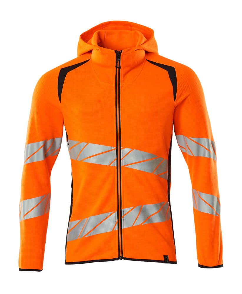 Huppari vetoketjulla - 19284-781 - hi-vis oranssi/tumma laivastonsininen