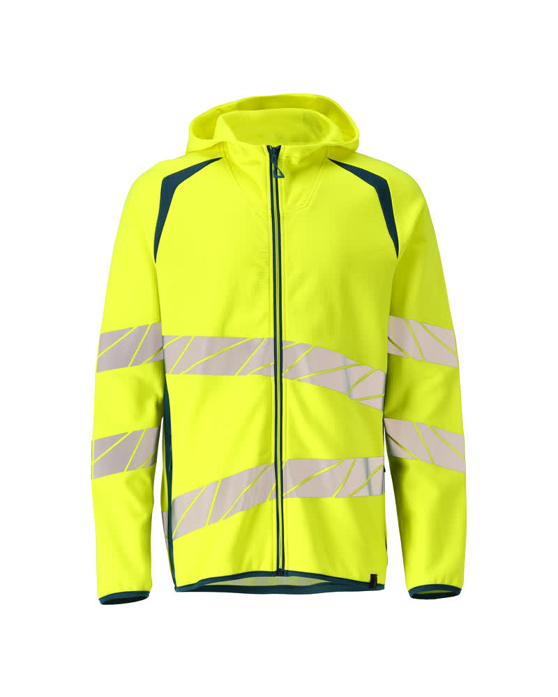 Huppari vetoketjulla - 19284-781 - hi-vis keltainen/tumma petrooli