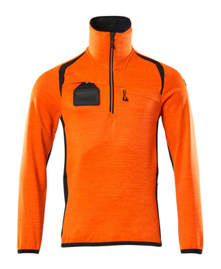 Fleecepusero lyhyellä vetoketjulla - 19303-316 - hi-vis oranssi/tumma laivastonsininen