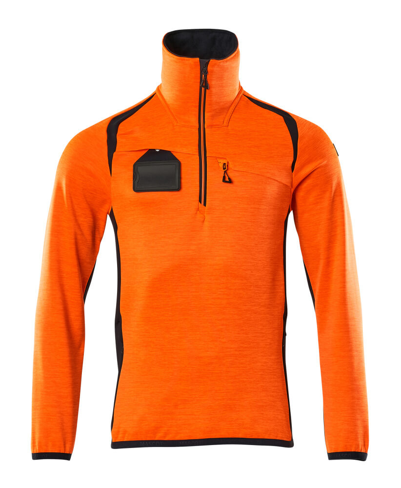 Fleecepusero lyhyellä vetoketjulla - 19303-316 - hi-vis oranssi/tumma laivastonsininen