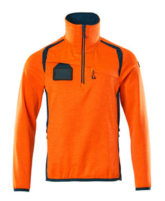 Fleecepusero lyhyellä vetoketjulla - 19303-316 - hi-vis oranssi/tumma petrooli