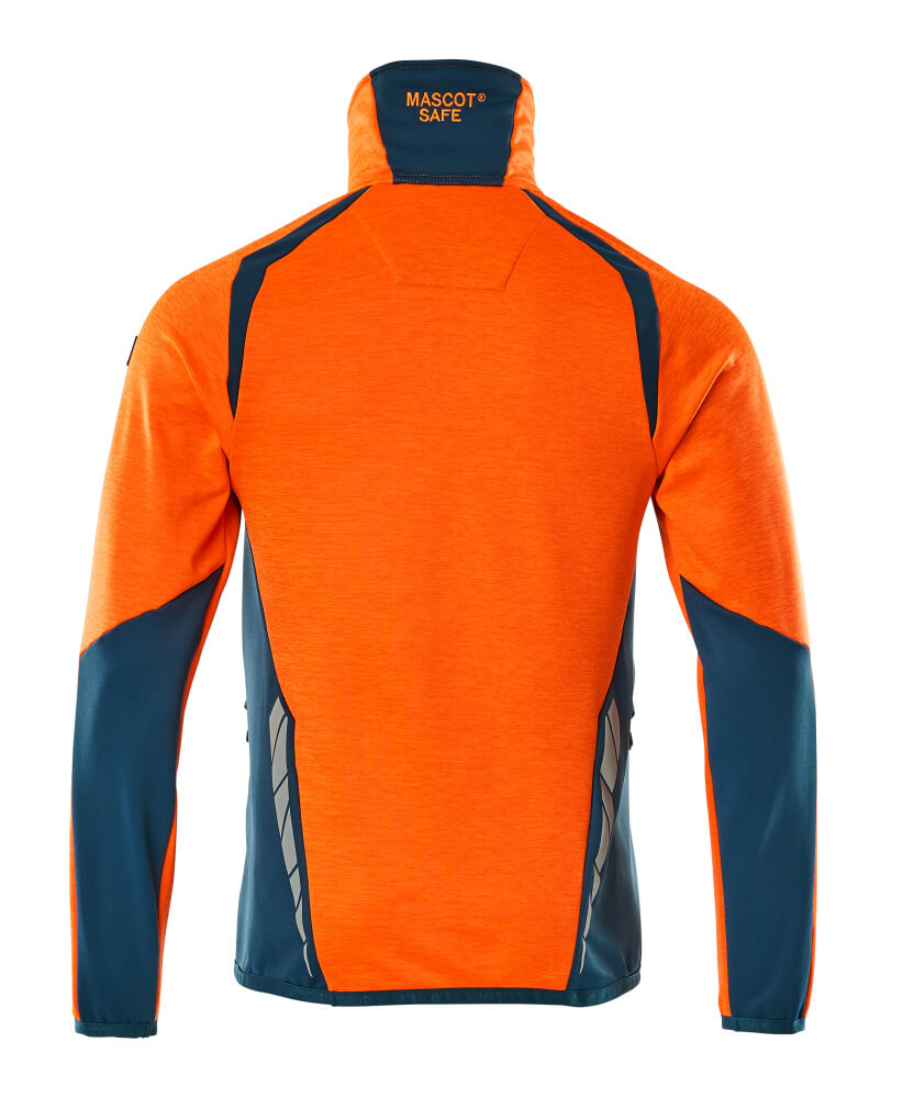 Fleecepusero lyhyellä vetoketjulla - 19303-316 - hi-vis oranssi/tumma petrooli