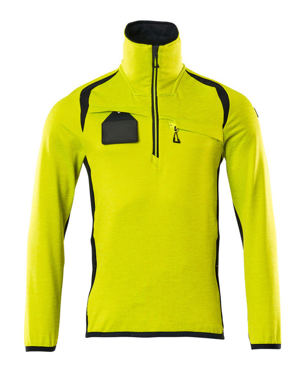 Fleecepusero lyhyellä vetoketjulla - 19303-316 - hi-vis keltainen/tumma laivastonsininen