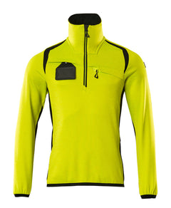 Fleecepusero lyhyellä vetoketjulla - 19303-316 - hi-vis keltainen/musta