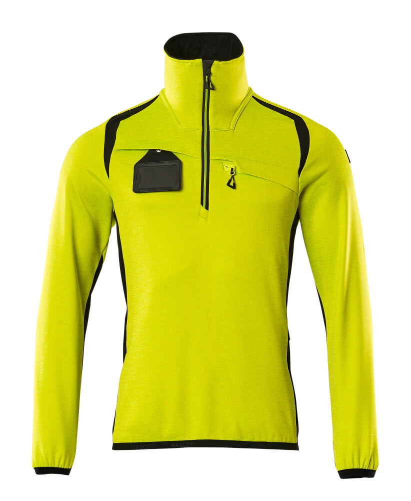Fleecepusero lyhyellä vetoketjulla - 19303-316 - hi-vis keltainen/musta