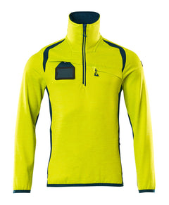 Fleecepusero lyhyellä vetoketjulla - 19303-316 - hi-vis keltainen/tumma petrooli