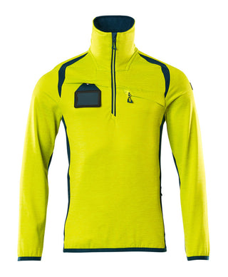 Fleecepusero lyhyellä vetoketjulla - 19303-316 - hi-vis keltainen/tumma petrooli