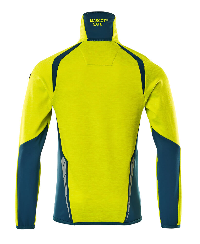 Fleecepusero lyhyellä vetoketjulla - 19303-316 - hi-vis keltainen/tumma petrooli