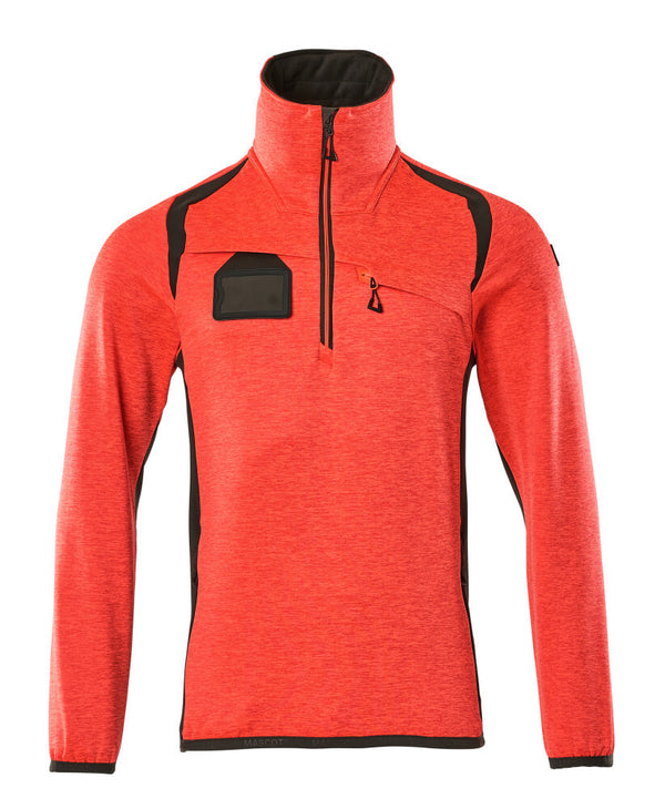 Fleecepusero lyhyellä vetoketjulla - 19303-316 - hi-vis punainen/tumma antrasiitti