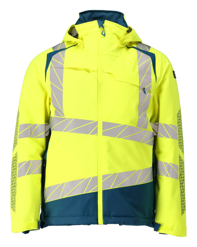 Talvitakki - 19335-231 - hi-vis keltainen/tumma petrooli