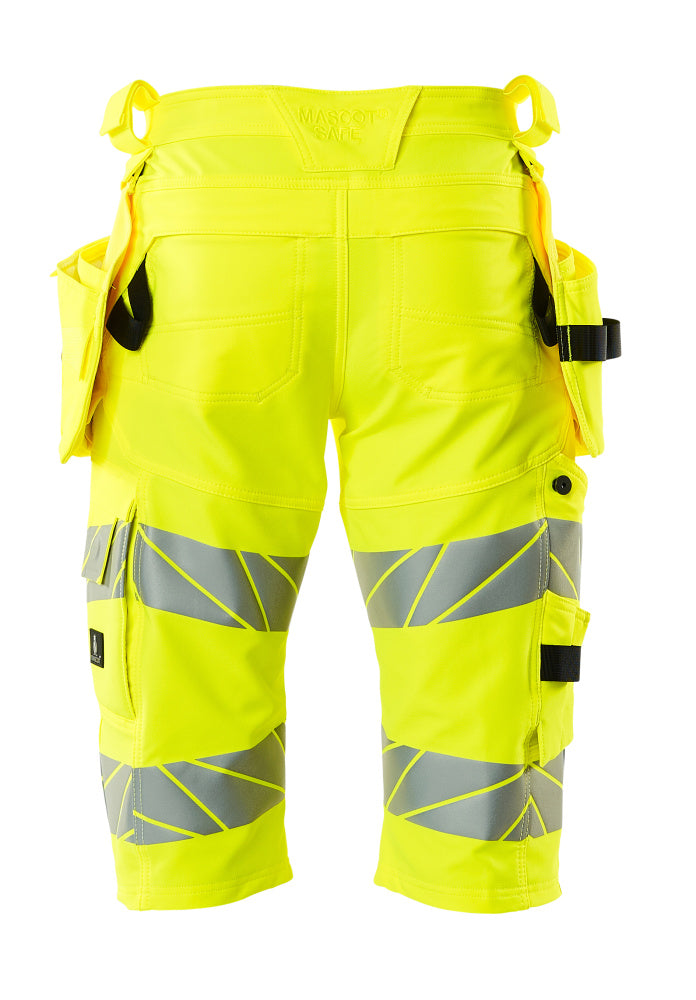 Shortsit, pitkät, riipputaskuilla - 19349-711 - hi-vis keltainen