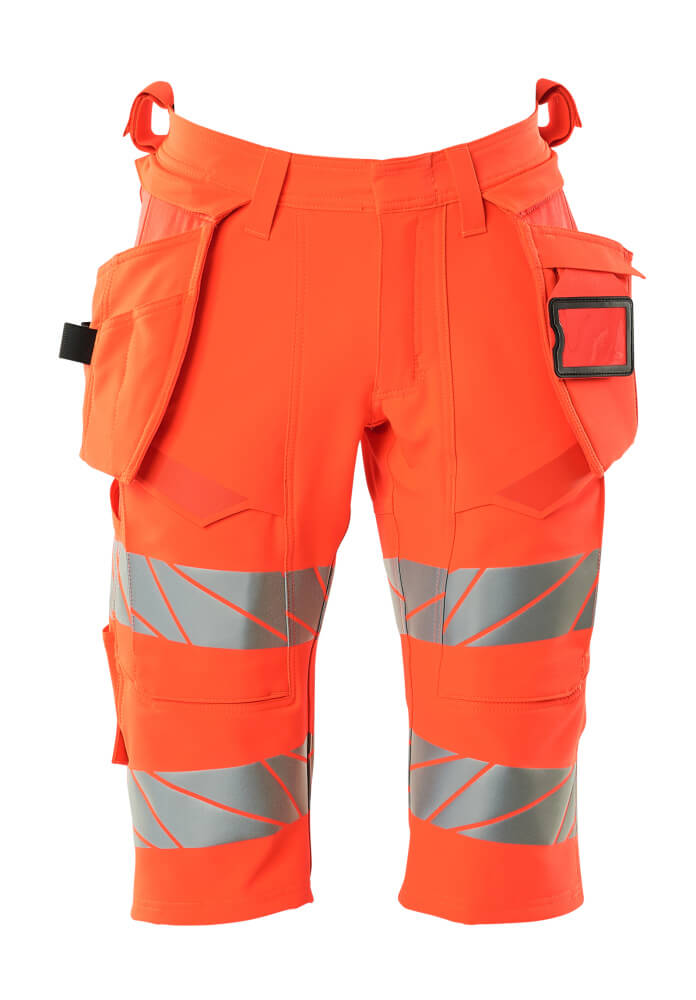 Shortsit, pitkät, riipputaskuilla - 19349-711 - hi-vis punainen