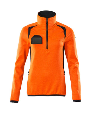 Fleecepusero lyhyellä vetoketjulla - 19353-316 - hi-vis oranssi/tumma laivastonsininen