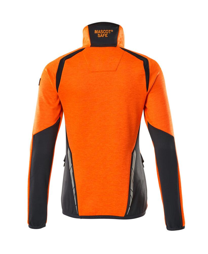 Fleecepusero lyhyellä vetoketjulla - 19353-316 - hi-vis oranssi/tumma laivastonsininen