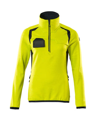 Fleecepusero lyhyellä vetoketjulla - 19353-316 - hi-vis keltainen/tumma laivastonsininen