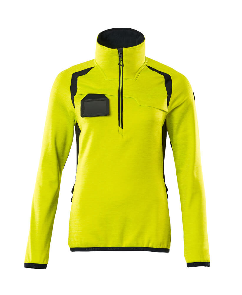Fleecepusero lyhyellä vetoketjulla - 19353-316 - hi-vis keltainen/tumma laivastonsininen
