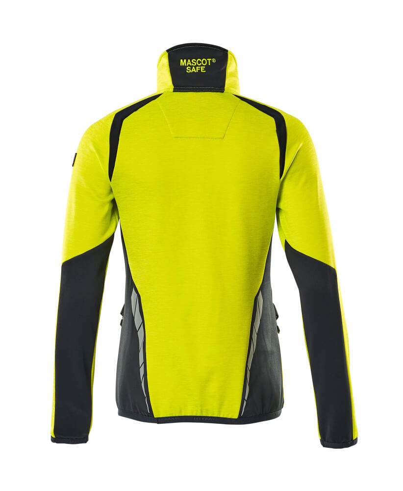Fleecepusero lyhyellä vetoketjulla - 19353-316 - hi-vis keltainen/tumma laivastonsininen