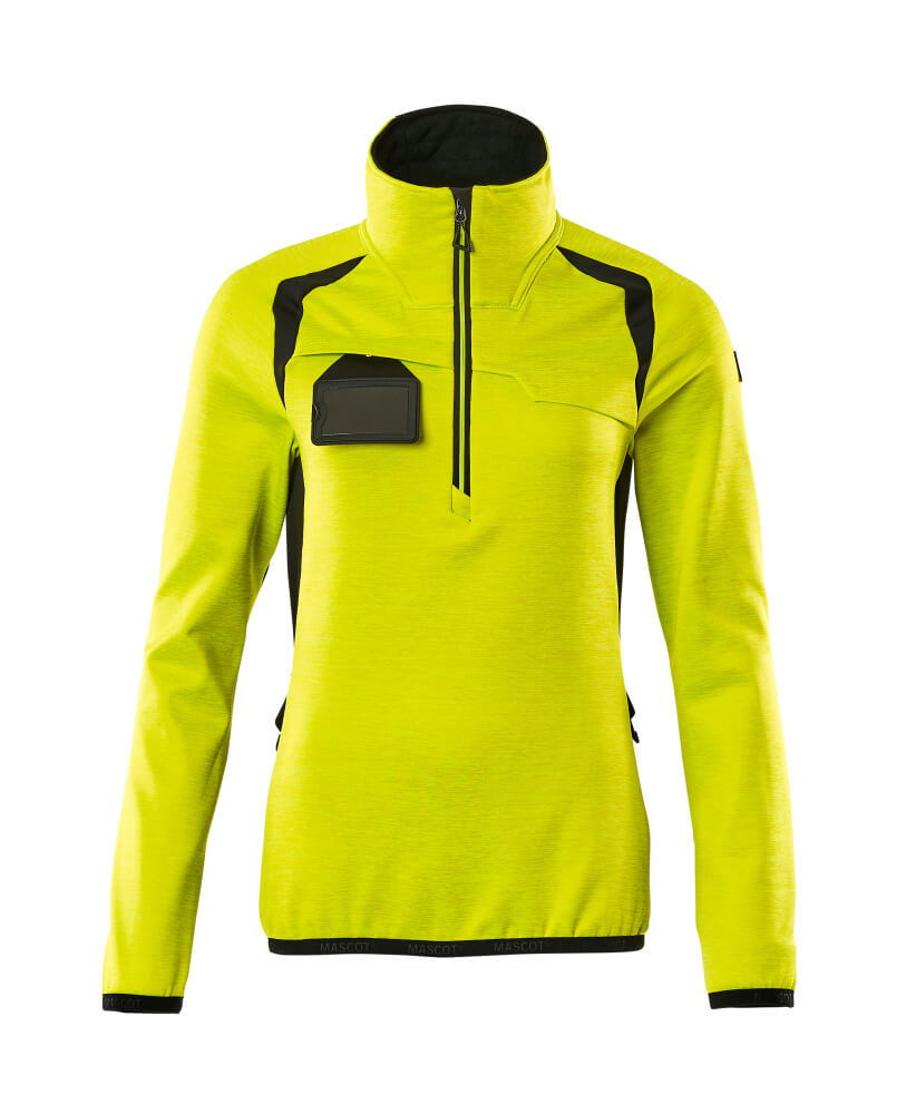 Fleecepusero lyhyellä vetoketjulla - 19353-316 - hi-vis keltainen/musta