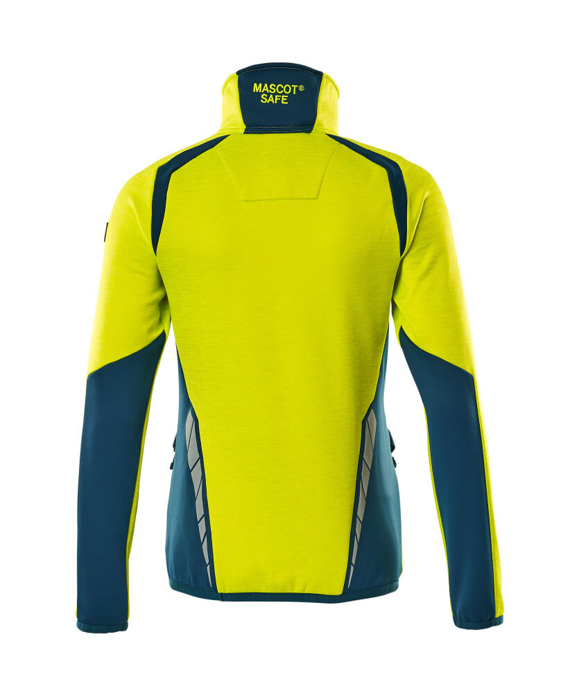 Fleecepusero lyhyellä vetoketjulla - 19353-316 - hi-vis keltainen/tumma petrooli