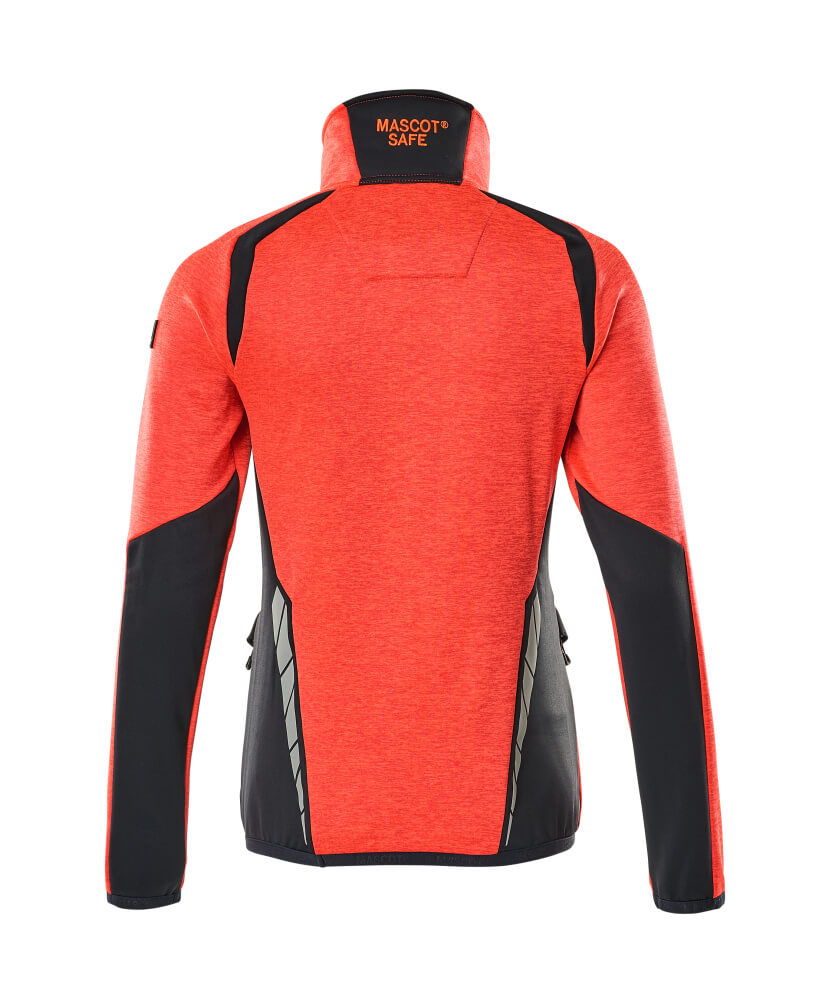 Fleecepusero lyhyellä vetoketjulla - 19353-316 - hi-vis punainen/syvä tummansininen