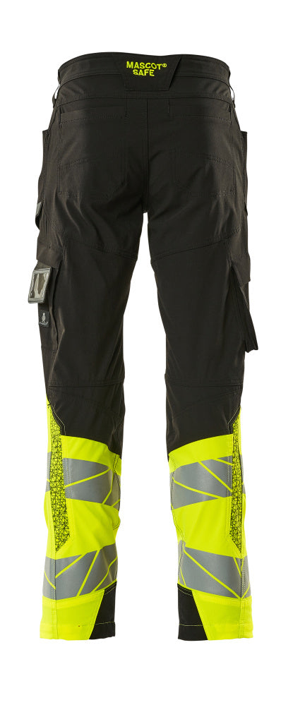 Housut, reisitaskuilla - 19379-510 - musta/hi-vis keltainen