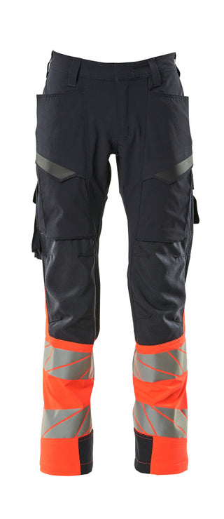 Housut, reisitaskuilla - 19379-510 - syvä tummansininen/hi-vis punainen