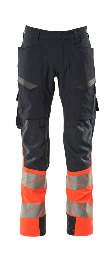 Housut, reisitaskuilla - 19379-510 - syvä tummansininen/hi-vis punainen