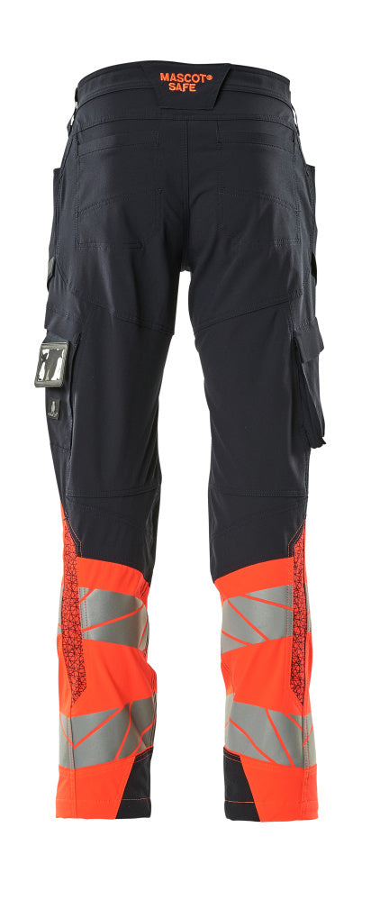 Housut, reisitaskuilla - 19379-510 - syvä tummansininen/hi-vis punainen